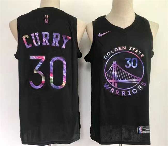 Mens Golden State Warriors #30 Stephen Curry Black Stitched Basketball Jersey